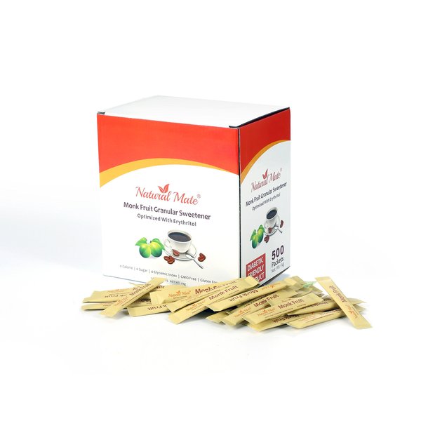 Natural Mate Monk Fruit Sweetener Packets, 500 Count (2 grams/packet) | 2 Pack