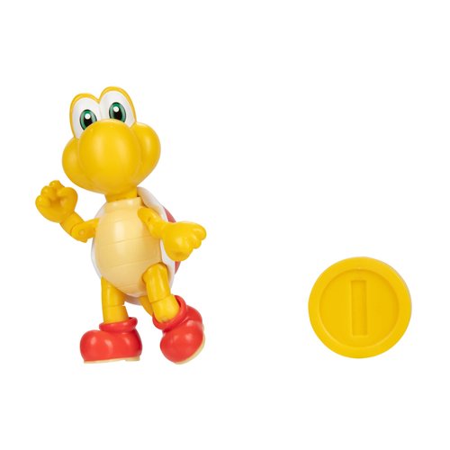 Super Mario Nintendo Action Figures Poseable Articulated 4-Inch Red Koopa Troopa Collectible Toys with Coin Accessory, Perfect for Kids & Collectors Alike! for Ages 3+