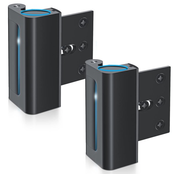 2 Pack AceMining Door Reinforcement Lock Withstands 800lbs of Force - Black Extra Door Lock with 8 Screws Prevents Unauthorized Entry,Add a Door Security Lock for Home Safety & Privacy
