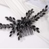 Missgrace Women Handmade Gothic Black Full Rhinestones Side Hair Comb Prom Party Special Occasion Punk Headpiece Black Women Rhinestones Hair Accessories for Women Gilrs (Black 4)