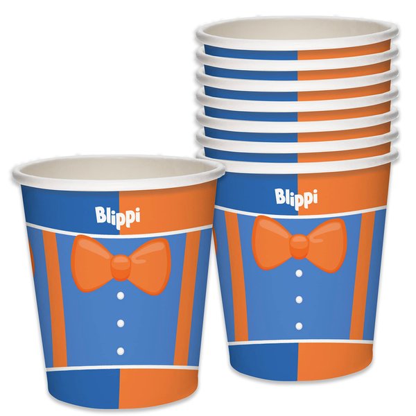 Treasures Gifted Officially Licensed Blippi Paper Cups 24ct - 9oz Blippi Cups for Kids - Blippi Birthday Party Cups - Blippi Party Supplies - Blippi Birthday Party Supplies - Blippi Decor