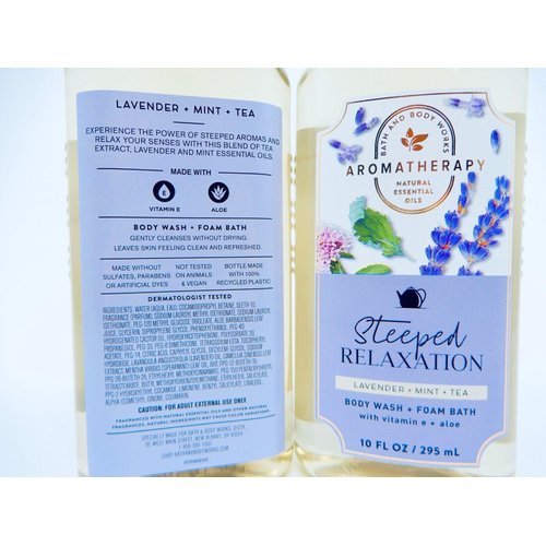 3 x AROMATHERAPY STEEPED RELAXATION LAVENDER MINT TEA BATH BODY WASH
