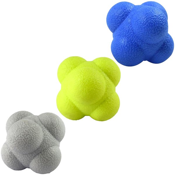 AIRLAXER Reaction Ball,Reflex Ball for Hand Eye Coordination Training,2.83 inch,Pack of 3-Blue,Yellow,Grey