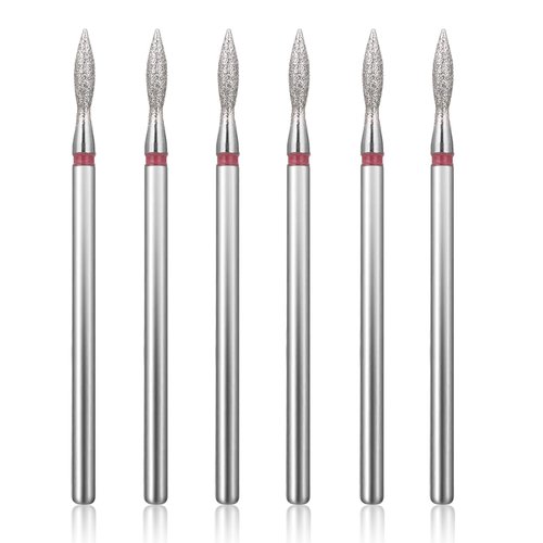 Lusofie 6 Pcs flame Nail Drill Bits Set, Cuticle Drill Bit 3/32 inch Diamond Carbide Cuticle Remover Drill Bits for Nails Professional Cuticle Clean Nail Drill Bit Safety Remove Cuticle Dead Skin Cleaner Tool