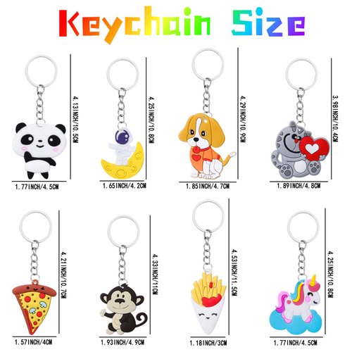 Alomois 80pcs Cartoon Keychain for Kids Party Favors Bulk Cute Keychain for Carnival Prizes Classroom Prizes Goodie Bag Stuffers Birthday Party Favors