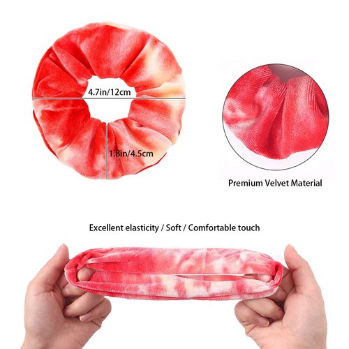 ZOCONE Tie Dye Scrunchies, 15 PCS Velvet Scrunchies for Hair in Gradient Color, Soft Rainbow Scrunchy Ponytail Holder, Hair Accessories Elastic Hair Bands for Women Girls, Tie Dye Party Favors