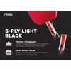 STIGA Torch Ping Pong Paddle - 5-Ply Ultra-Light Blade - 2mm Tournament-Approved Sponge - Flared Handle for Enhanced Control - Competitive Table Tennis Racket for Family Fun
