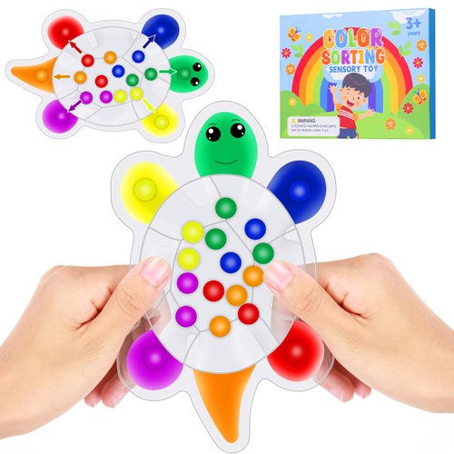 Color Sorting Sensory Toys for Toddlers: Turtle Fine Motor Skills Game for Preschool Learning Activities, Montessori Travel Toys, Quiet Calm Down Fidgets for Kids Boys Girls