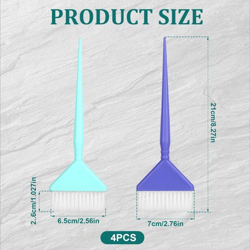 4 PCS Hair Color Brush, 4 Colors Hair Dye Brush Color Brushes for Hair Stylist Hair Coloring Brush Hair Color Tool Kit Color Tint Applicator for All over Color, Highlights, And Root Touch Ups