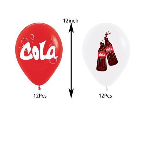 24 Cola latex printed balloons for birthday celebrations, friends parties, Christmas, bachelorette parties, summer parties, movie themed parties decoration supplies.