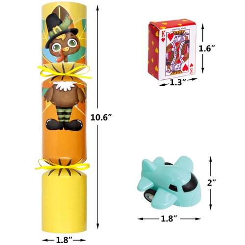 8 PC Thanksgiving Crackers Poppers Party Table Favors No Snap No Popping Fall Thanksgiving Games Activities for Kids Family with Party Hat Joke Gifts Toys Holiday Traditions Prizes