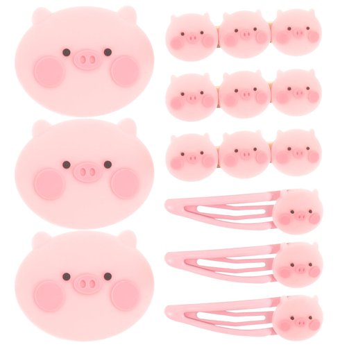 FOMIYES 9pcs Hairpin Pink Decor Bangs Hair Clip Hair Accessories for Girls Chrismas No Slip Snap Barrettes Girl Cartoon Hairpin Zinc Alloy, Resin Pink Cartoon Pig Hair Clip Manual