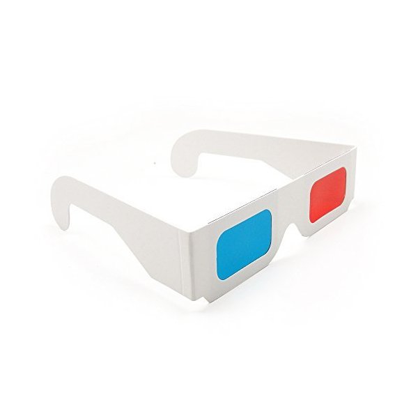 Blue Handcart 12 Pairs of Red/Cyan Cardboard 3D Glasses - White Frame