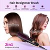 Doortian Mini Hair Straightening Iron with Built-in Comb for travel, Portable Hair Straightener Brush, Ionic Hot Comb Straightener for Women (Rose Gold)