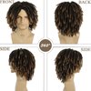 GNIMEGIL Short Dreadlocks Wig for Black Man Afro Bob Ombre Light Brown Crochet Twist Hair Braided Wig Natural Synthetic Wig Breaking Street Dance Breathable Wig Cap