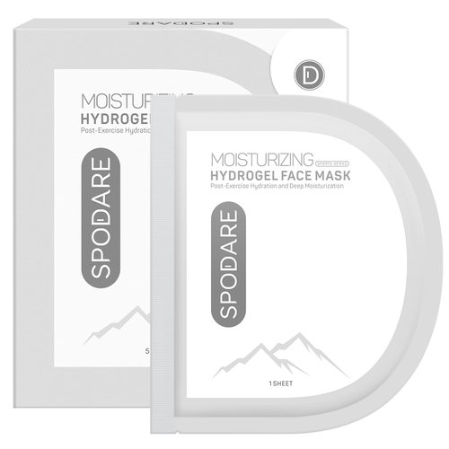 SPODARE SPORTS MASK - Moisturizing Hydrogel Face Mask - Antioxidant and Quick Hydration after Exercise - Contain Hyaluronic Acid and Red Algae Extract - For All Skin Types - 5 Pc