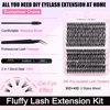 Fluffy Lash Clusters Kit 240pcs DIY Lash Extension Kit, Wispy Lash Clusters Kit Natural 30D+40D Mixed 12-16mm Eyelashes Kit C Curl with Lash Bond and Seal and Lash Applicator Tool.(30+40 Kit)