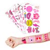 96 PCS Pink Preppy Bachelorette Princess Temporary Tattoos Theme Birthday Party Decorations Supplies Favors Decor Cute Girl Pastel Face Tattoo Stickers Gifts for Kids Girls Boys School Prizes Carnival