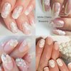 White Flower Nail Art Stickers 3D Self Adhesive Nail Design Nail Art Supplies White Cherry Blossoms Designers Nail Decals for Acrylic Nail Women Girls Manicure DIY Decoration(4 Sheets)