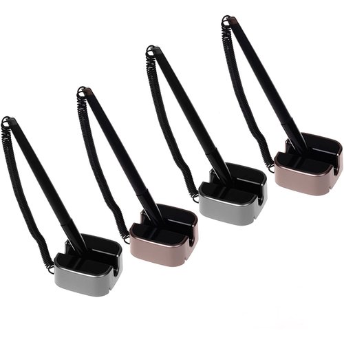 SoftRound 4 Pcs Desktop Gel Ink Pen/Counter Pens with Adhesive-Backed Base, Black Ink, Random Color
