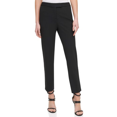 DKNY SPORTSWEAR Women's Missy Foundation Cropped Slim Dress Pants, Black, 4