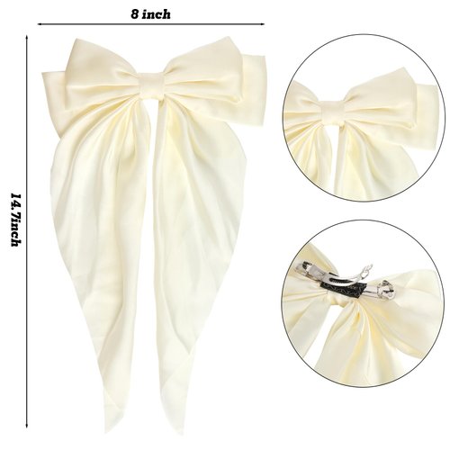 YKYUASD 10 Pcs Big Bows Hair Clips Hair Bows with Long Tails for Women Girl,Hair Ribbons Oversized Hair Accessories