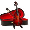 Dselvgvu Wooden Miniature Double Bass with Stand,Bow and Case Mini Contrabass Replica Mini Musical Instrument Collectible Miniature Dollhouse Model Home Decoration (3.94"x1.51"x0.91")