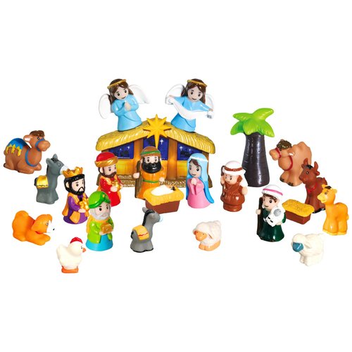 ETLUK 25 PCS Nativity Set for Kids with Light, Christmas Story Children’s Nativity Scene Set Religious Kids Nativity Play Set, Lighted Christmas Manger Scene for Toddler Children Kids