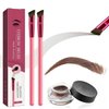 Eyebrow Brush,Home Eyebrow Care Kit 4D Laminated,4D Laminated Brow Grooming Kit, Multifunction Ultra-thin Angled Eyebrow Brush with Waterproof Eyebrow Gel (Dark brown+LIGHT BROWN)