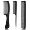 3 Pieces Rsiynax Professional Teasing Comb, Premium Black Carbon Fiber Hair Comb Set for Cutting and Styling, Fine and Wide Tooth Hair Barber Combs for Women and Man