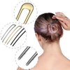 HYFEEL French Hair Pins Metal Hair Forks U Shaped Long Chignon 2 Prong Sticks for Women Hair Accessories (Black, Gold, Silver) 3Pcs