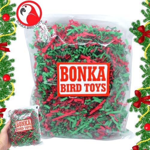 Bonka Bird Toys 2140 Christmas Shred (85 Cu-in) Festive Parrot Pet Nesting, Cockatiels, Parakeets, Conures, and Similar Breeds