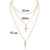 YienDoo Boho Layered Necklace Choker Vintage Gold Rose Cross Pendant Necklaces Statement Multi Layer Cross Necklace Rose Flower Pendant Necklace Chain Jewelry for Women