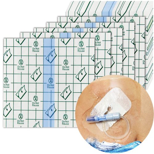 Waterproof Dialysis Catheter Shower Protector Cover Chest Chemo Port Chest Wound Adhesive Bandages Film Dressing for G-Tube Feeding Tube(6"x 6", Pack of 50)