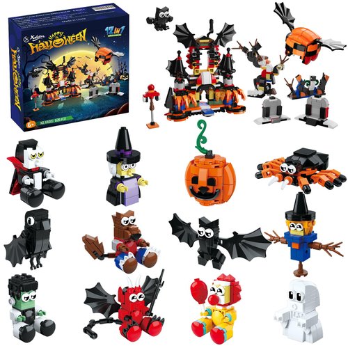 Halloween Party Favors Toys for Kids, Halloween Haunted House 12 in 1 Building Blocks Set Gift 626PCS,Halloween Toys Mini Cute Bricks 12 Pcs Goodie Bags Fillers Classroom Prizes for Boys or Girls 6-12