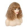 Beweig Short Afro Blonde Wigs for Women Shoulder Length Curly Wigs with Bangs Synthetic Kinky Curly Hair Wig Full Wigs,16 inches