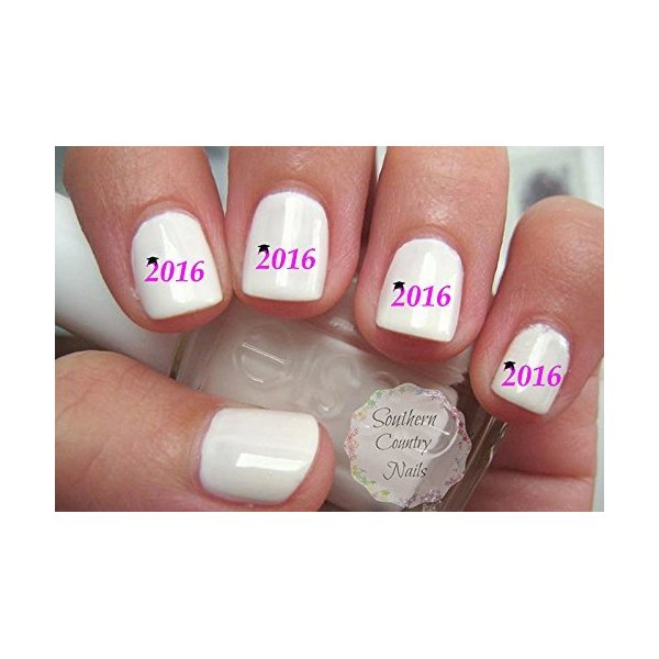 2016 Graduation Year Nail Art Decal Pink