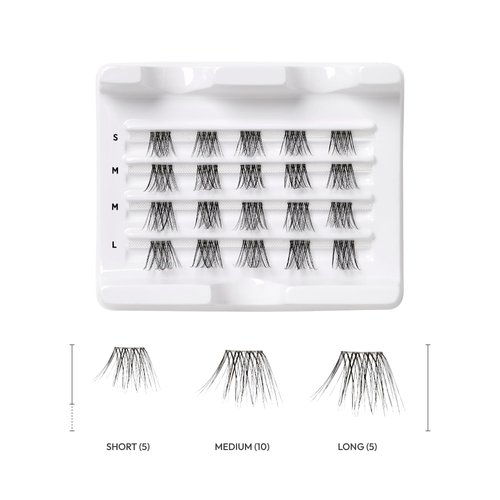 VLuxe Extended Clear Band Faux Mink Cluster, Ultra Comfort False Eyelashes with Light & Clean Extension Look, Clean Thin Band for Natural Blending