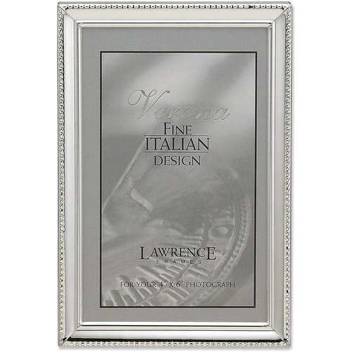 Lawrence Frames 11646 Polished Silver Plate 4x6 Picture Frame - Bead Border Design