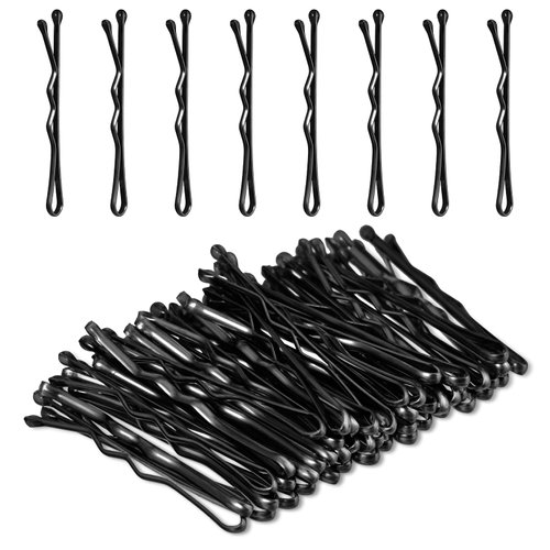 Amabro Mini Bobby Pins, 50PCS 1.37 Inch Small Wavy Hair Pins Metal Hair Clip Hairpins for Women Gilr Kids Buns Long Straight Curly Hair All Hair Types(Black)