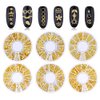 Mixed Gold Nail Charms Set Gold Nail Studs Gems Sparkling Rhinestones Metal Rivets Charms Hollow Moon Star Hearts Shaped Artificial Pearls DIY 3D Nail Art Decoration Rhinestones and Charms 1 Box