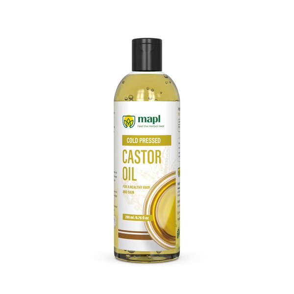 MAPL Organic Castor Oil | 100% Natural Arandi Oil | For Healthy Skin & Hairs | Edible Pure & Virgin Cold Pressed, Rich in Aminos for Hair & Skin Moisturizer | Unrefined & Hexane Free | 200 ML