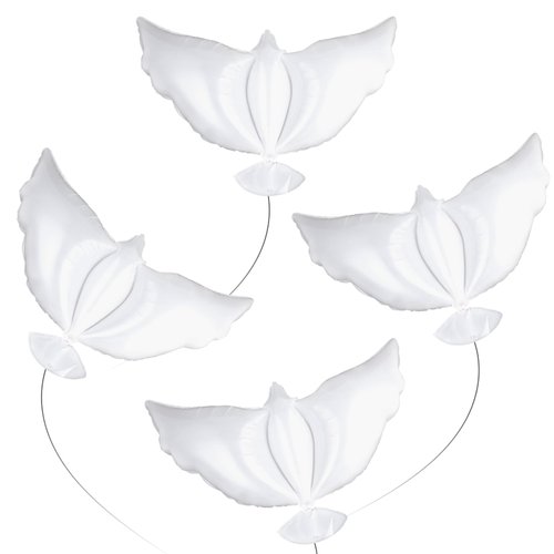 Prasacco 4 Pieces Dove Balloons, Memorial Balloons to Release in Sky Biodegradable Funeral Balloo...