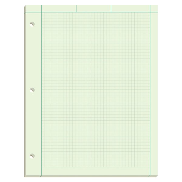 Ampad Engineers Computation Pad, Size 8-1/2 x 11, Greentint Paper, 5x5 Ruling, 3 Hole Punched, 100 Sheets Per Pad (22-142)