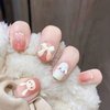 Cute Bunny Press on Nails for Women Kid Short Easter Fake Nail Cute Rabbit Fake Nails with Glue Short Full Cover False Nail Tips Stick on Nails Lovely Gift Girls Nail Art Decoration -Pink…