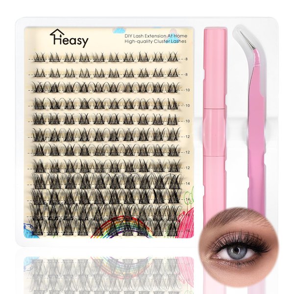 Eyelash Clusters C Curl, 144Pcs Lash Clusters 8-16mm, Lash Clusters Wide Band, Wide Lash Clusters, Easy Individual Wispy Fluffy Lash Clusters Kit for Beginners Diy Lash Extension (C Curl, 8-16mm)