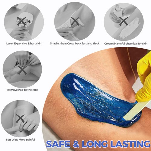 Hard Wax Beads for Hair Removal - Madors 1lb/16oz Wax Beans Kit with 10 Wax applicator Sticks for Full Body, Facial, Brazilian Bikin,and legs