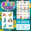 EMOME 204 PCS Dinosaur Glitter Tattoos, Kids FakeTattoos Temporary Stickers for Boys Pre-cut, Dinosaur Birthday Party Supplies Favors Games Decorations