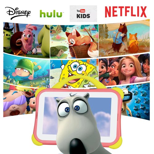 weelikeit Kids Tablet, 7 inch Tablet for Kids 8GB RAM 64GB ROM Android 14 Toddler Tablet with Bluetooth, WiFi, Dual Camera, Children Tablet with Parental Control, Educational App for Girls Boys(Pink)