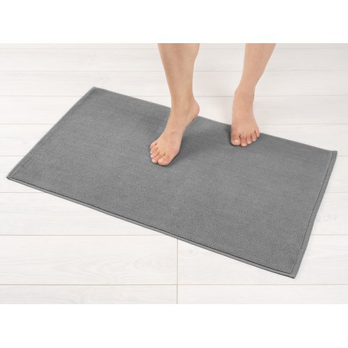 American Soft Linen Bath Rug, 20 in 34 in 100% Cotton Bath Mats Rugs for Bathroom, Non Slip Washable Shaggy Form Area Rugs, Light Grey Bath Rug